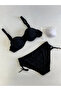 Women's Black Stone Embroidered Lined Bikini Suit Hzl25S-Lc3361 - 3