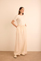 Beige Waist Elastic Detailed Trouser Skirt - 2