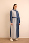Navy Blue Striped Garnished Cotton Shirt Dress - 5