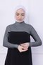 Turtleneck Neck Collar Oversleeve Light Gray - Women's Body Hijab Crop Bolero with Lycra Stand Collar - 6