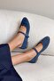 Grace Ankle Tie Genuine Leather Suede Women's Ballet Blue - 3