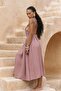 Eara Strap Light Burgundy Long Linen Dress