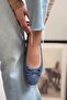 Effie Bow Khaki Leather Suede Women's Ballet Blue - 5