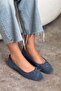 Effie Bow Khaki Leather Suede Women's Ballet Blue
