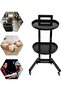 2 Tiers Movable Adjustable Salon Tray Station Hairdressing Service Salon Trolley - 2
