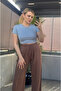 Blue Half Sleeve Slim Basic Crop - 5