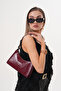 Shiny Burgundy Wrinkled Patent Leather Patterned Baguette Baguette Hand and Shoulder Bag Gc009016R - 2