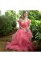 Pink Organza Long, Off the Shoulder Evening Dress - 3