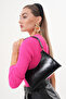 Shiny Black Wrinkled Patent Leather Patterned Baguette Baguette Hand and Shoulder Bag Gc009000R - 2