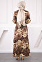 Mink Waist Belt Patterned Dress - 3