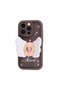 iPhone 14 Pro Max Case Camera Protected Figurine Designed Cover - Dark Coffee - 2
