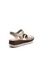 Genuine Leather Soft Sole Beige Color Velcro Strap Women's Sandals - 5