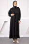 Black Jacket Combination Waist Elastic Dress - 2