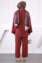 Burgundy Kimono Pants Modal Suit - 3