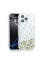 iPhone 12 Pro Case Liquid Glitter Printed Transparent Back Surface Btbm Mossa Silicone Cover - Pink - 2