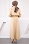 Beige Jacket Combination Waist Elastic Dress - 3