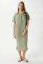 Women's Eva 100% Cotton Muslin Polo Neck Slit Khaki Midi Dress - 2