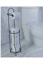 2-Piece Bathroom Set Pedestal Wc Paper Holder + Single Layer Adhesive Luxury Shampoo Dispenser Matte Black - 2