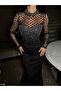 Asra Tulle Detail Shimmering Evening Dress Black 583080 - 2
