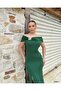 Strapless Neckline Stone Detailed Slit Dress Emerald 583211 - 2