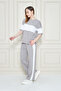 Women's Front and Sleeve Stripe Detailed Modal Fabric Short Sleeve Tracksuit Set - 2