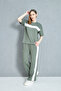 Women's Front Stripe Detailed Modal Fabric Short Sleeve Tracksuit Set - 3