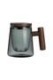 Bien Servi Tea Separation Cup with Ergonomic Handle and Lid Transparent Black and Brown