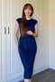 Navy Blue Midi Modal Dress with Tie-Up Front - 3