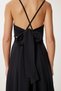 Strappy Backless Summer Linen Dress Black Lfg0006 - 7