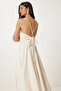 Strappy Backless Summer Linen Dress Cream Lfg0006