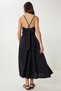 Strappy Backless Summer Linen Dress Black Lfg0006 - 4