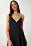Strappy Backless Summer Linen Dress Black Lfg0006 - 5