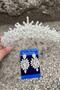 Alyce Cream Pearl Bridal Henna Crown Special Occasion Accessory Women's Crown and Thin Shuttle Earring Set