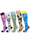 5 Pack Unisex Stretchy Music Banana and Nature Pattern Mixed Color Breathable over the Knee Socks
