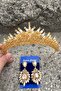 Alyce Gold Bridal Henna Crown Special Occasion Accessory Women's Crown and Wide Shuttle Earrings Set