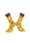Single Unisex Flexible Sheep Patterned Yellow and Brown Colored Breathable Towel Socks - 3