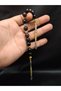 Gold-Silver Color Combination Black Agate Zaza Prayer Beads - 2