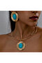 Gold Blue Earrings Necklace Set