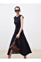 Navy Blue Crew Neck Women's Jean Dress