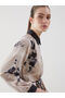 Black Patterned Contrast Collar Women's Shirt Tunic
