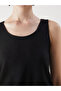 Black U-Neck Textured Women's Undershirt - 3