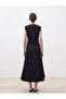 Navy Blue Crew Neck Women's Jean Dress - 4