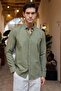 Turi Men's Cotton Shirt Modern Slim Fit Linen Look Long Sleeve - 6