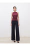 Vizyon New Season Burgundy Square Neck Rope Strap Women's Undershirt - 2