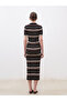 Black Polo Neck Patterned Knitwear Dress - 5
