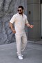 Men's Polo Neck T-Shirt, Relaxed Fit, Snap Detail, Bottom Top Suit - 5