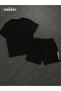 Original Streetwear Printed Cotton Fabric Men's Black T-Shirt-Black Shorts Set - 4