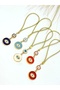 Gilded Navy Blue Metal Round Evil Eye Beaded Car Mirror Ornament Car Charm Evil Eye Protection - 4