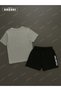 Wavy Unlimited Printed Cotton Fabric Men's Gray T-Shirt-Black Shorts Set - 4