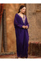 Navy Blue Embroidered Kaftan Set - 3